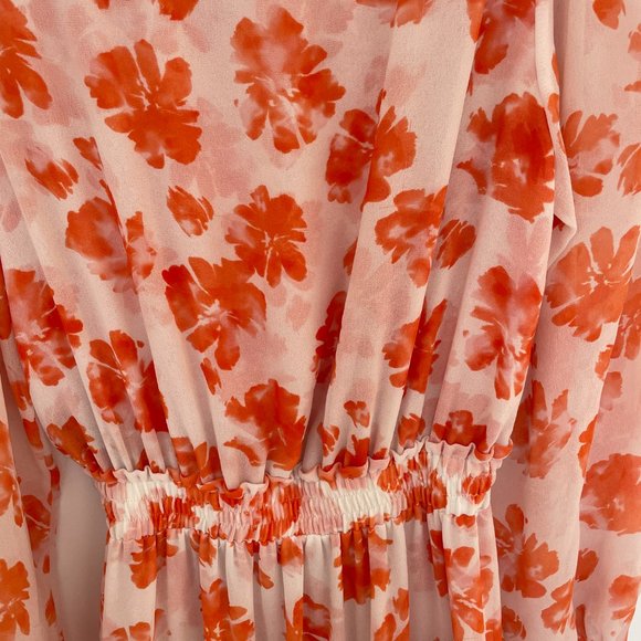 Misa Los Angeles Lorena Long Sleeve Mini Dress Orange Floral Ruffle Chiffon XS - Picture 10 of 10